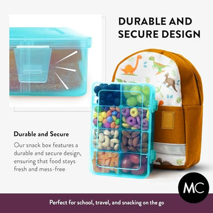 Snack Box Containers Set of 2-Reusable,100 Dissolvable Labels, 8 Adjustable Compartments, Dishwasher Safe, BPA-Free, Meal Prep Container, PARENT TESTED PARENT APPROVED AWARD (2 Pack) (Blue) - color: Blue, size: Small