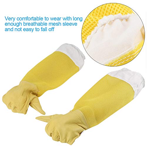 Fdit Beekeeping Gloves Beekeepers Protective Gloves Bee Proof with Long Breathable Mesh Sleeve for Handling Beekeeping Work XL