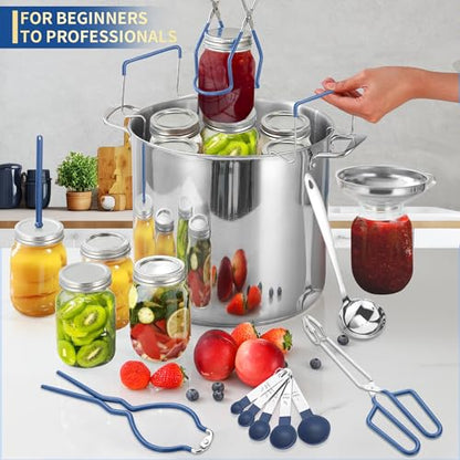 Gemfino Canning Supplies Starter Kit with Canning Rack,Canning Kit for Beginners - color: Blue