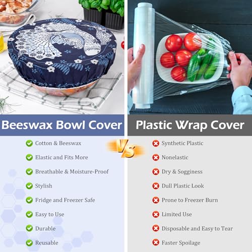 2 Large Reusable Beeswax Bowl Covers for Bread Proofing, 10/12 Inch Elastic Beeswax Wraps Cotton Cloth Sourdough Bowl Covers for Proofing Baskets, Mixer Bowls, Food Storage Containers - color: Tropical Fish