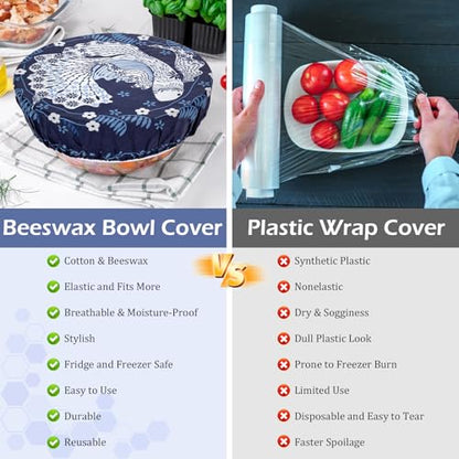 2 Large Reusable Beeswax Bowl Covers for Bread Proofing, 10/12 Inch Elastic Beeswax Wraps Cotton Cloth Sourdough Bowl Covers for Proofing Baskets, Mixer Bowls, Food Storage Containers - color: Tropical Fish