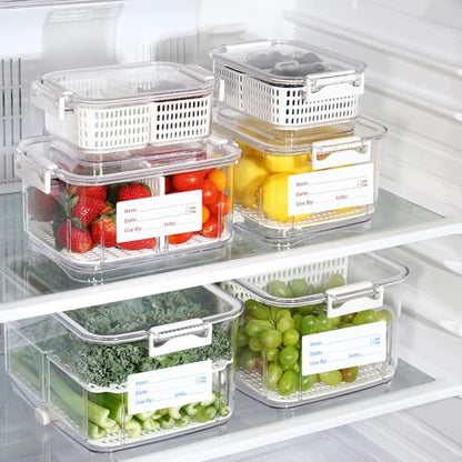 Removable Food Labels 2 Rolls 1000 Pcs Waterproof Oil-Resistant Write-On Date Stickers with Bonus Pen Freezer Refrigerator Food Container Labels for Meal Prep & Organization
