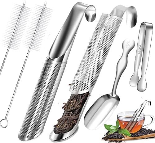 2PCS stainless steel tea filter mesh with hook handle, stainless steel tea diffuser, loose leaf tea infuser (2PCS) - color: 2pcs