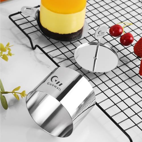 1pcs Seamless Cake Ring Mold Stainless Steel Round Mousse Mould for Baking (Includes 1 Ring, 1 Pusher and 1 Lifter) - size: 3 inch (1-ring-set)