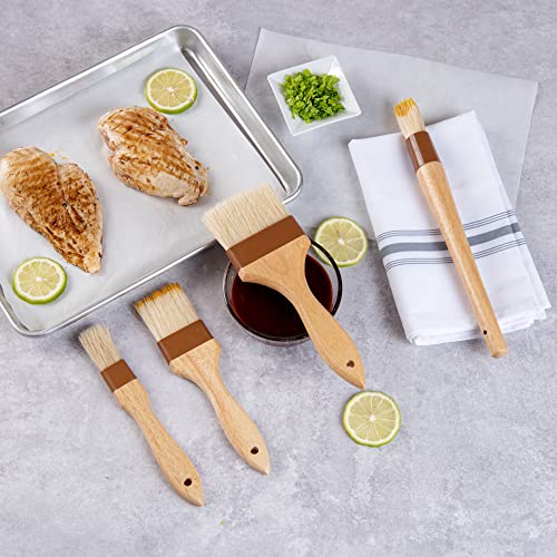 Restaurantware Pastry Tek 3 Inch Wide Buttering Brush 1 Boar Bristle Pastry Brush - Hardwood Handle Built-In Hanging Hole Wood Basting Brush Sturdy Ferrule For Glazing And Basting - size: 9 1/2"
