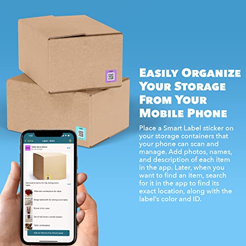 Smart Labels QR Code Stickers with AI Photo Analysis App - Auto-Creates Item Descriptions - No Typing - Made in USA - QR Code Labels for Storage & Inventory Tracking, Organization & Moving, Pack of 48 - style: Contemporary