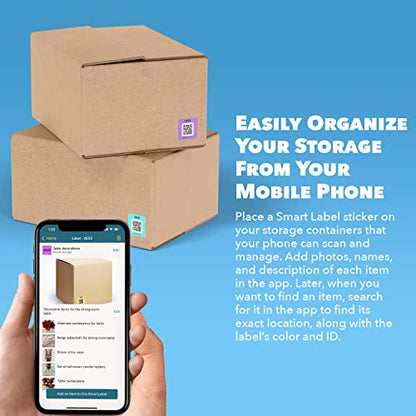 Smart Labels QR Code Stickers with AI Photo Analysis App - Auto-Creates Item Descriptions - No Typing - Made in USA - QR Code Labels for Storage & Inventory Tracking, Organization & Moving, Pack of 48 - style: Contemporary