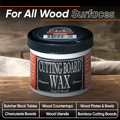 Heritage Products Cutting Board Wax - All Natural Plant Based Wood Wax for Butcher Block Counter, Chopping Block, Charcuterie Board and Tables Protects Against Stains and Odors, Enhances Finish (4 oz)