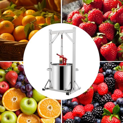 22L Fruit Wine Press, Manual Stainless Steel Cider Press with Hydraulic, Wine, Grape, Apple Press for Wine and Juice Making Supplies (22L) - style: 22L