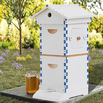 Beehive Starter Kit, Complete Flow Bee Box – Observation Window, Honey Spout, Carpenter Bee House for Garden Pollinators & Beginner Beekeeping