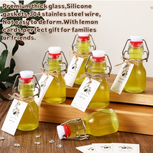 20 Sets Mini Limoncello Bottles Small Swing Top Glass Bottles Tiny Jar for Table Centerpieces Beverages Homemade Christmas Baby Shower Wedding Party Favors for Guests(2oz,Olive) - size: 2oz, style: Olive