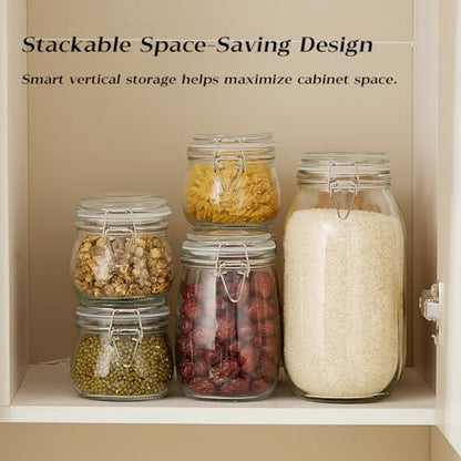 BJONKZ 3 Pack 68 oz Glass Jars with Airtight Lids – Food Storage Containers with Preserving Seal Wire Clip Fatening, Glass Canisters for Kitchen Canning Flour, Cereal, Sugar, Beans (68oz*3) - size: 68oz*3