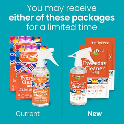 Truly Free Everyday Cleaner Kit - Multipurpose Cleaner Spray, Kitchen Counter Cleaner, Natural Cleaning Products, Multi-Surface Household Solution, 16 oz Reusable Empty Bottle + Two Fills, 3 oz ea. - size: 1 Count (Pack of 1)