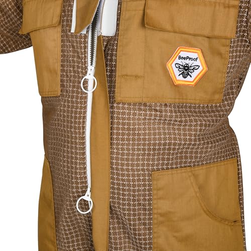 Beekeeping Suit Ventilated 3 Layer Ultra with Total Protection with Safety Fencing for Professional Beekeeping Supplies with Carrying Bag (BP-311-Brown)-XS - color: Brown, size: XS