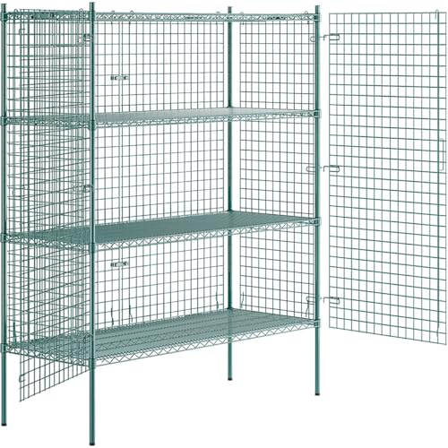 24" x 60" x 74" NSF Heavy Duty Green Epoxy Wire Shelves with Security Cage Kit, 4 Tier Metal Commercial Storage Rack - color: Green, size: 24" x 60" x 74"