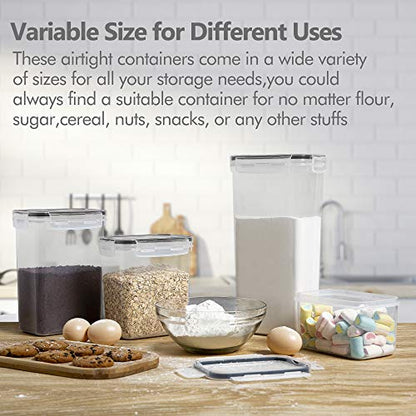 CHEFSTORY Airtight Food Storage Containers with Lids, 8 PCS Plastic Storage Canisters for Kitchen & Pantry Organization,Dry Food Canisters for Flour, Sugar and Cereal