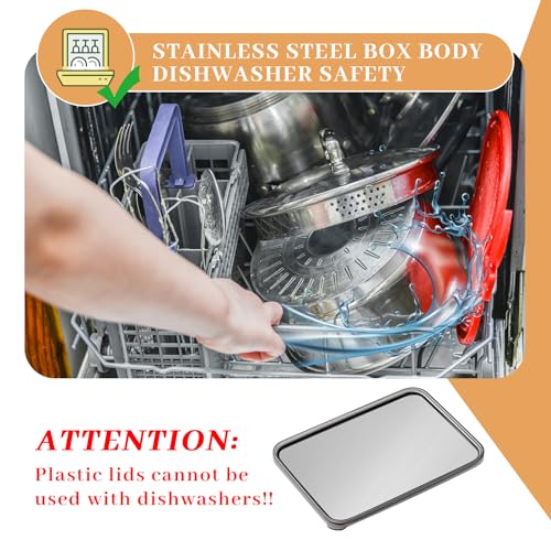 Hushee 6 Pack Bacon Cheese Container for Refrigerator, 304 Stainless Steel Airtight Deli Meat Container, Dishwasher Safe Fridge Storage Fruit Lunch Storage with Lids for Fridge, 4 Sizes