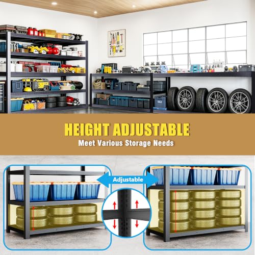 84" H Heavy Duty Wire Garage Shelving, 5-Tier Adjustable Industrial Metal Storage Shelving Unit,Standing Storage Rack for Warehouse and Basement, 24" D x 55" W x 84" H - size: 24"D x 55"W x 84"H(Wire Mesh)