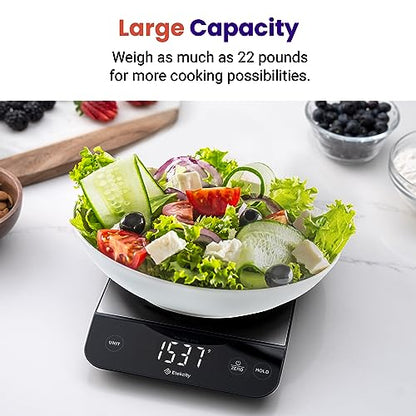 Etekcity 22lb Food Kitchen Scale, USB Rechargeable, IPX6 Waterproof | Digital scale with grams & ounces, 1g precision, 5 weight units, tare, ideal for baking, meal prep, Stainless Steel, Silver - color: Stainless Steel-Silver