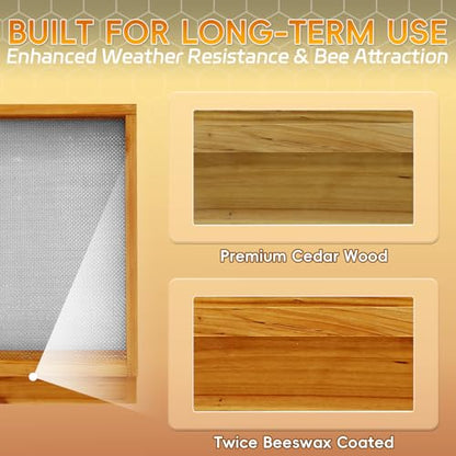 2 Pack Bee Hive Screened Bottom Board Beeswax Coated, Screened Bottom Board 10 Frame for Langstroth Beehive Summer Airflow - size: 2 Pack