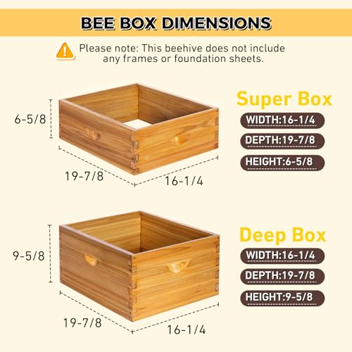 POLLIBEE 10 Frame Bee Hive, Beehive Kit Includes 2 Deep Brood Bee Boxes, 2 Medium Beehive Boxes,Comes with Assembly Screws (No Frames or Foundations)