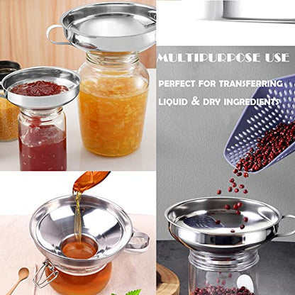 2 Pack Canning Funnel Stainless Steel Wide Mouth Funnel with Handle for Wide and Regular Mason Jars