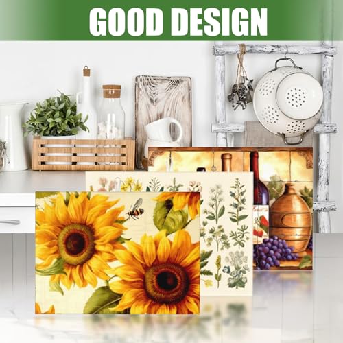 Sunflower Large Dish Drying Mats For Kitchen Counter Microfiber Kitchen Drying Mat XL Draining Pad Absorbent Quick Drying Dish Mat 18x24 Inch - color: Sunflower
