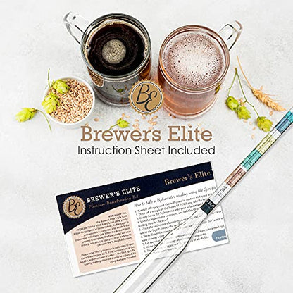 Brewer's Elite Hydrometer - for Home Brew Beer, Wine, Mead and Kombucha - Deluxe Triple Scale Set, Hardcase and Cloth - Specific Gravity ABV Tester (Hydrometer & Glass Test Jar Kit) - size: Hydrometer & Glass Test Jar Kit