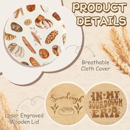 Teecyhooo 2 Set Sourdough Starter Jar Kit, Wide Mouth Fermentation Baking Jar with Spatula, Cloth Cover & Bamboo Lid, Band, Date Tracker, Sourdough Bread Supplies for Sour Dough Lover(50 oz,Style A) - size: 50 oz