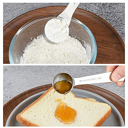 Measuring Cups set, 18/8 (304) Stainless Steel Measuring Cups for Kitchen & Baking, Heavy Duty Solid Measurement Cups, Us & Metric Measure Tools with 1/16, 1/8, 2/3 &3/4 Cups