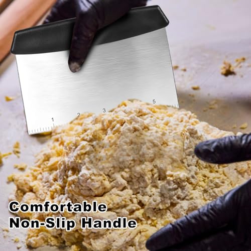 Bench Scraper,Dough Scraper,Premium Stainless Steel Dough Cutter with Measuring Scale,Multi- Purpose Food Scraper for Pastry,Cake,Pizza,Bread,Cooking - style: Bench Scraper