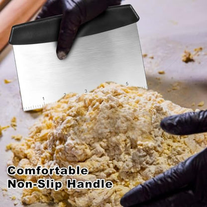 Bench Scraper,Dough Scraper,Premium Stainless Steel Dough Cutter with Measuring Scale,Multi- Purpose Food Scraper for Pastry,Cake,Pizza,Bread,Cooking - style: Bench Scraper