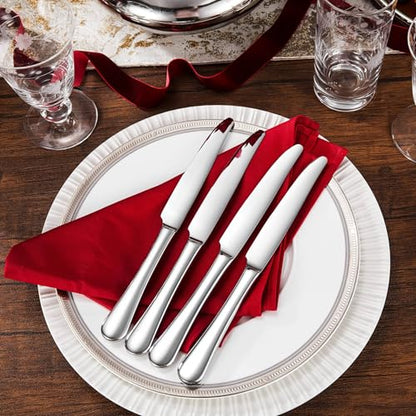 Royalrose Premium Aria 4-Piece 9.6 Inch Silverware Knives (Dinner Knives) | Stainless Steel Table Knives, Silverware Knives, Butter Knives, Mirror Finish, Dishwasher Safe, Ideal for Steak & Butter