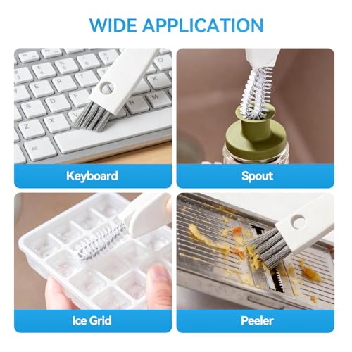 3 in 1 Cup Lid Cleaning Brush, 3 Pack 180° Rotating Water Bottle Lid Cleaner with Dual Brushes & Seal Ring Remover for Tumbler Lids, Straw Openings, Travel Mugs and Sippy Cups