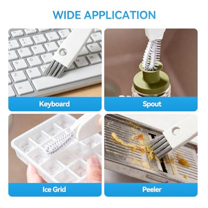 3 in 1 Cup Lid Cleaning Brush, 3 Pack 180° Rotating Water Bottle Lid Cleaner with Dual Brushes & Seal Ring Remover for Tumbler Lids, Straw Openings, Travel Mugs and Sippy Cups