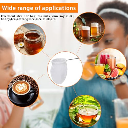 Ultra Fine Mesh Strainer with Stainless Steel Handle, Reusable Food Grade Juice Strainer, Cheesecloth Strainer with Zipper for Nut Milk, Coffee, Butter, Juices and Cheese (Medium) - size: Medium