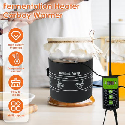 Kombucha Heating Wrap Even Heating Kombucha Jar Heater Wrap Waterproof Fermentation Heating Pad Fermentation Heater Wrap with Precise Temperature Control for Home Fermentation 5.5×20.8in