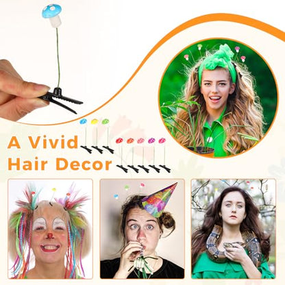30 Pcs Bean Sprout Hair Clips Rave Mixed Style Plant Hairpins Hair Accessories for Party Irish(Mushroom) - style: Mushroom