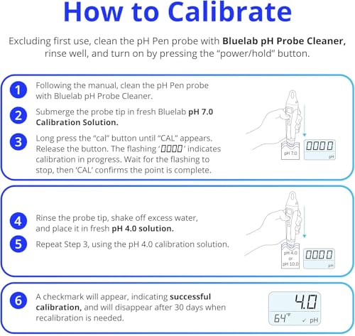 Bluelab pH Pen - ± 0.1 pH Accurate, Durable Double Junction Probe, Waterproof & Floats, Auto Temperature Compensation, Easy Calibration - Made in NZ - style: PH Pen