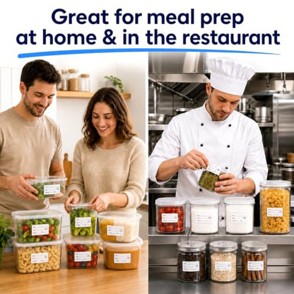 1 x 2 Inch Removable Food Labels, Date Label Stickers for Kitchen, 2 Rolls 1000 Pieces Freezer Labels for Food Containers, Waterproof, Oil-Proof, Tear Resistant, No Residue