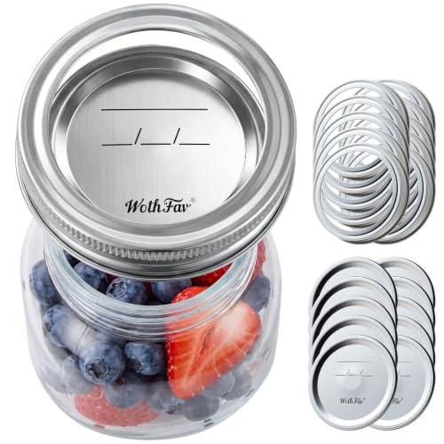 Canning Lids, Mason Jar Lids for Wide Mouth Mason Jars, 3.39 in(86 mm), Superb Reusable Lids and Rings, Compatible with Ball Mason Jars and Other Brands, Food-Grade & Airtight for Canning Jars - size: 10Lids + 10Rings for Wide Mouth Jar