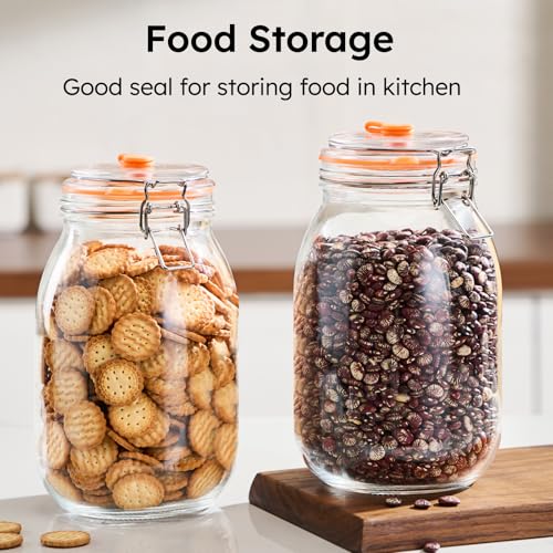 JILLMO 1.8 Liters Fermentation Jar, Glass Fermenting Kit with Weight for Making Sauerkraut, Hot Sauce, Mead, Cider and More, Pack of 2