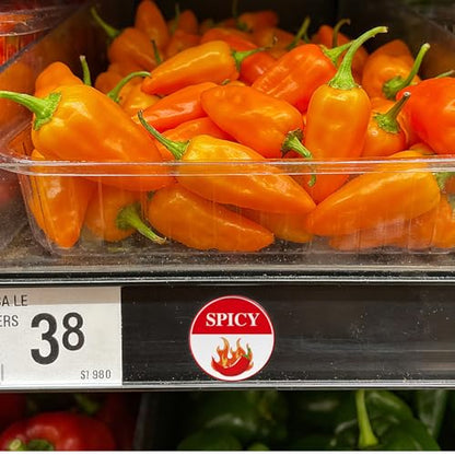 1000 Pcs Spicy Stickers Roll 1.5 Inch Hot Chili Pepper Food Warning Round Labels Self Adhesive Waterproof Caution Circle Label for Grocery Store Restaurants Packaging Kitchen - style: Red Spicy-1000 PCS