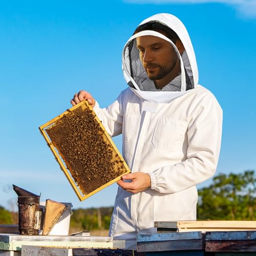 Cieex Bee Suit for Men Women, Beekeeping Suit Sting Proof, Beekeeper Clothing with Glove & Ventilated Hood for Beginner & Professional Beekeepers, Beekeeping Supplies (XXL for 5'7"-6'1")