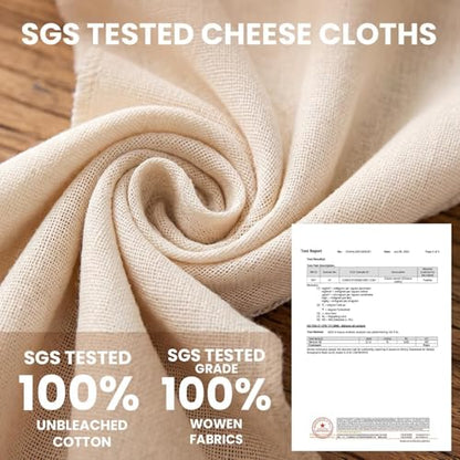Cheese Cloth Bag - Straining & Cooking Cotton Strainer | 6 Pieces Fine Mesh Unbleached Cotton Straining Cloth For Juicing Soy Milk Yogurt Making Diy Drinks Crafts