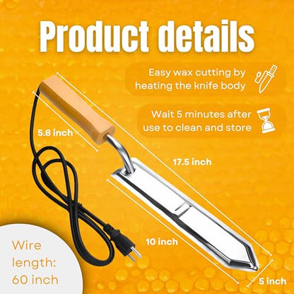 SunVara Beekeeping Stainless-Steel Electric uncapping Knife for Beekeeper bee Keeper Honey Wax Scraper Honey uncapping Cutter Tool - Apicultura Equipment & Bee Hive Tools Honey bee Keeping Equipment