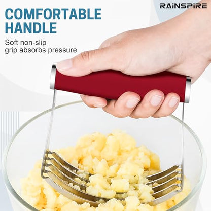 Rainspire XL Pastry Cutter For Baking, Heavy Duty Pastry Blender Stainless Steel, Thick Sharp Blades Dough Blender, Dough Cutter Butter Cutter Pastry for Easy Mixing, Dishwasher Safe, Red - color: Red