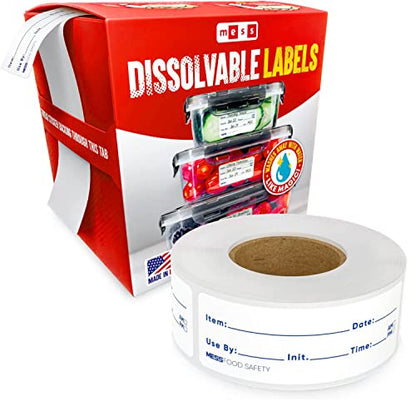 MESS Dissolvable Food Labels for Containers 1x3/2x3 500 Blank Kitchen Labels - Food Storage Labels - Removable Freezer Labels - Dissolvable Labels for Food Containers