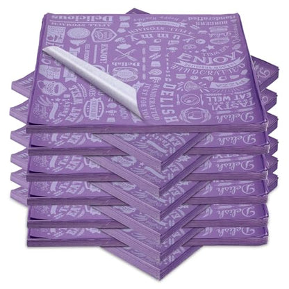 Outus 600 Pcs 12 x 12 Inch Deli Wax Paper Sheets Grease Resistant Tray Basket Liners Newsprint Paper Water and Grease Proof Sandwich Wrapping Square Hot Dog Wrappers for Food Baking (Dark Purple) - color: Dark Purple
