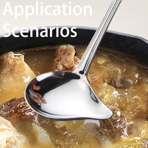 2Pcs Gravy Ladle with Pour Spout, 7.8 Inch Stainless Steel Sauce Drizzle Spoon for Spooning Gravies and Sauces Dressings